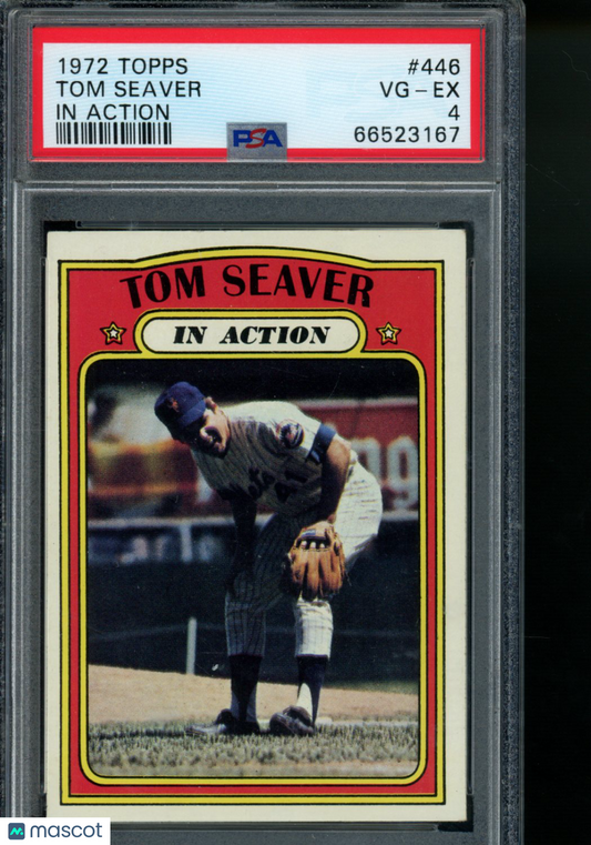 1972 Topps Tom Seaver #446 In Action Baseball PSA 4