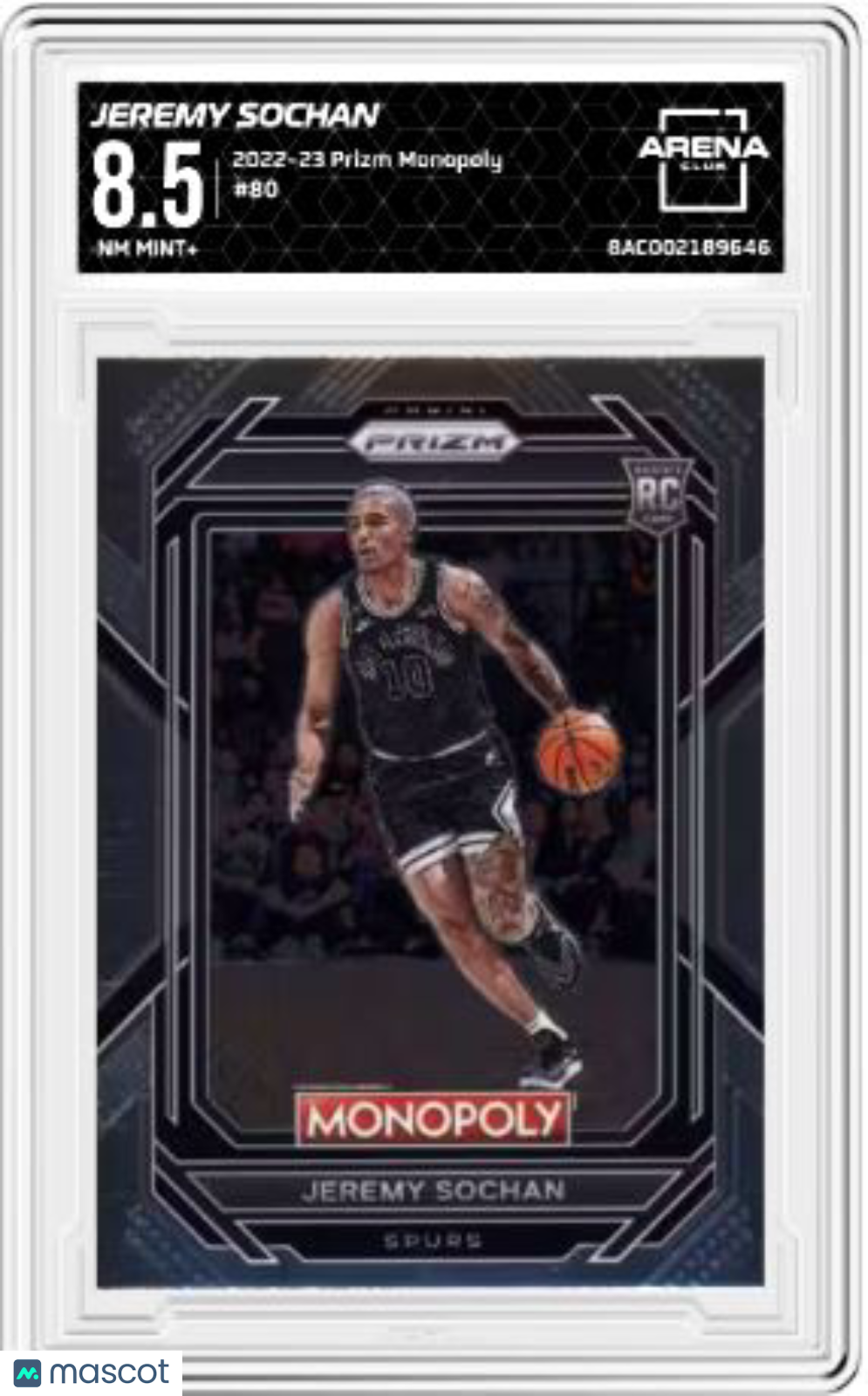 2022 Panini Prizm Jeremy Sochan #80 Monopoly Basketball Arena Club 8.5