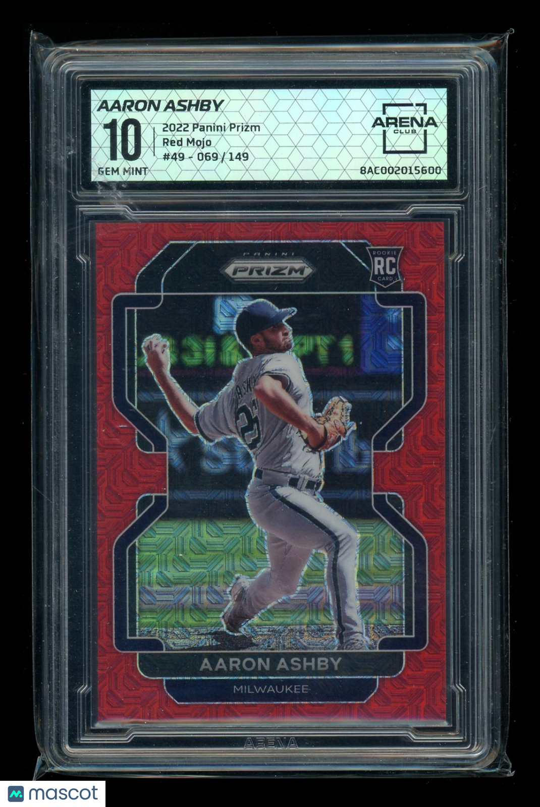 2022 Panini Prizm Red Mojo Aaron Ashby #49 069/149 RC Baseball Arena Club 10