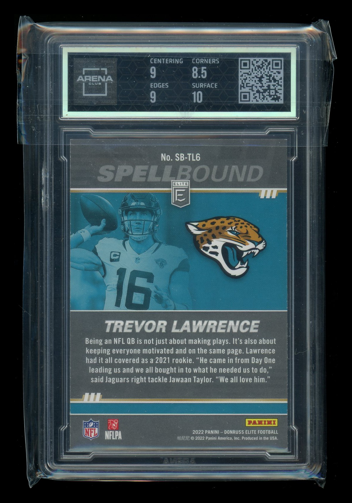 2022 Panini Donruss Elite Spellbound Green Trevor Lawrence #SB-TL6 Arena Club 9