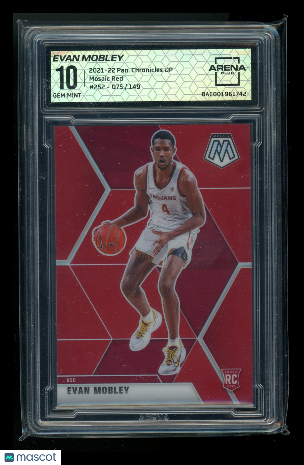 2021-22 Panini Chronicles Mosaic Red Evan Mobley #252 075/149 RC Arena Club 10
