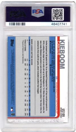 2019 Topps Update Carter Kieboom #US109 Throwing Baseball PSA 9