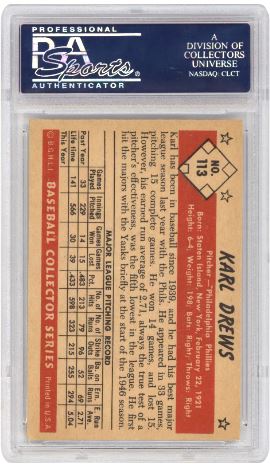 1953 Bowman Color Karl Drews #113 Baseball PSA 5