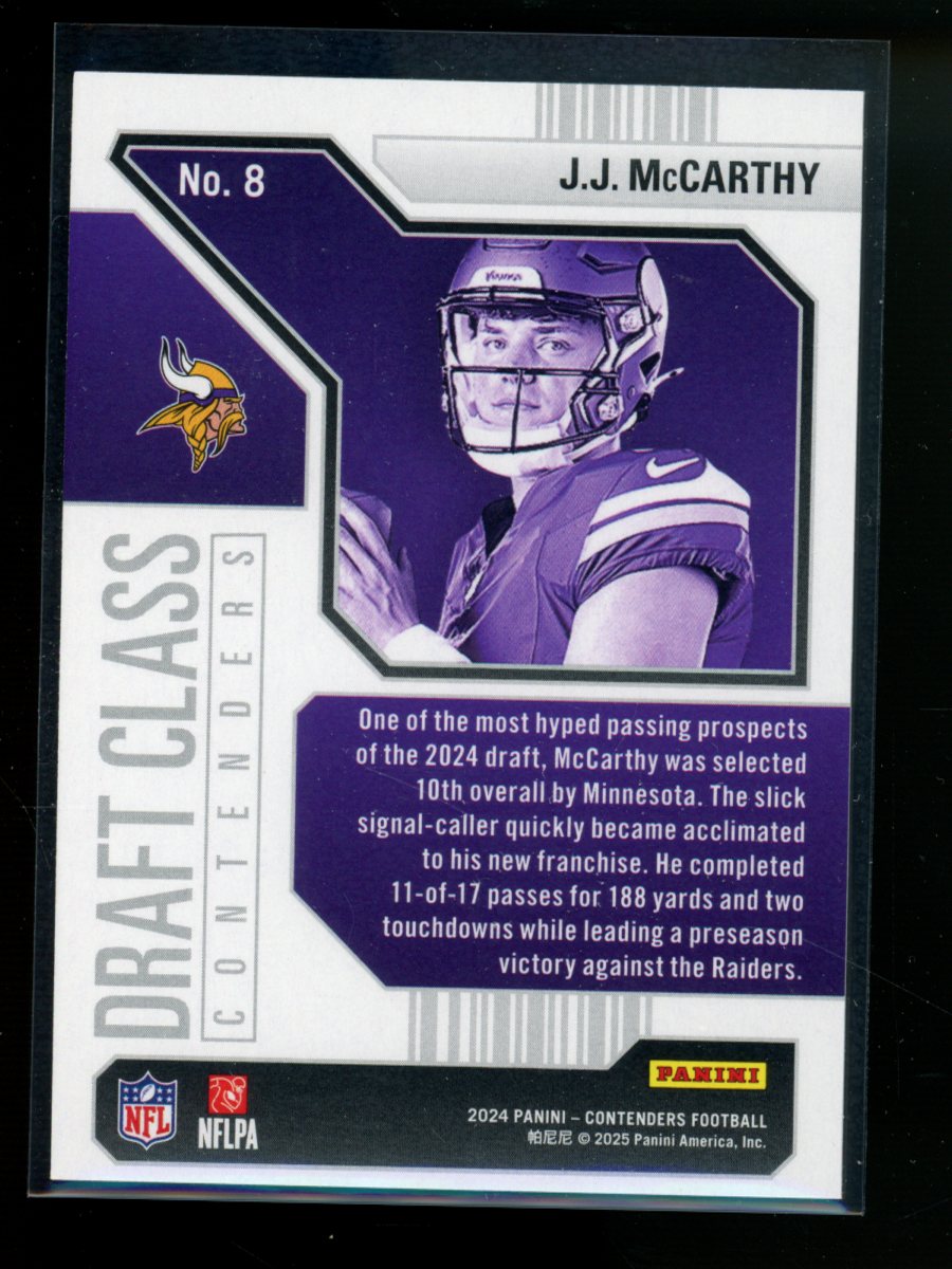 2025 Panini Contenders Draft Class J.J. McCarthy #No. 8 Bronze Football