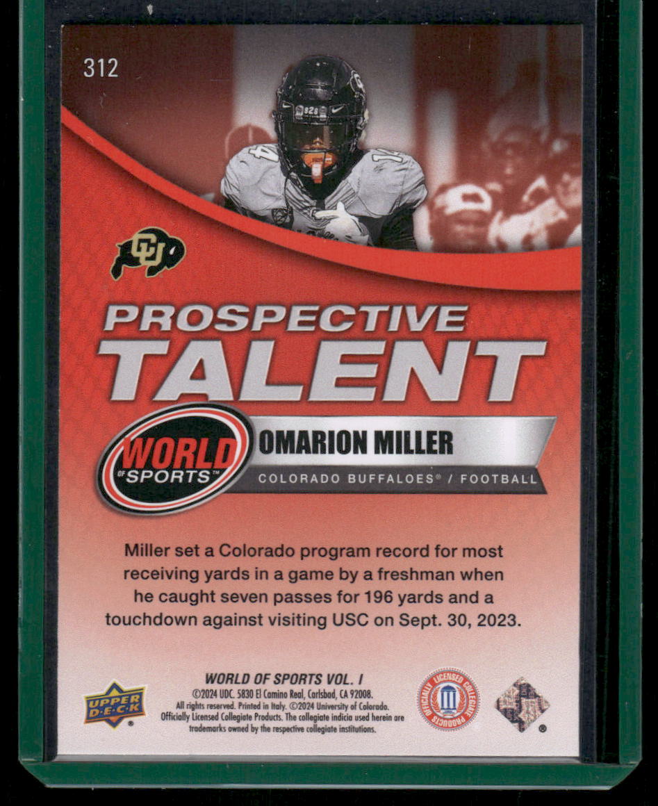 2025 Upper Deck World of Sports Omarion Miller #312 Prospective Talent Football