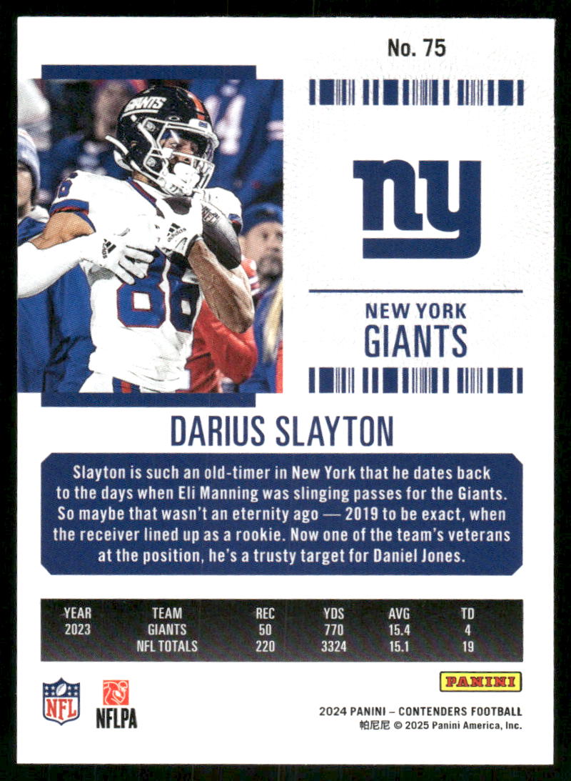 2024 Panini Contenders Football Darius Slayton #75 Football