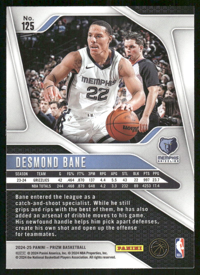 2024-25 Panini Prizm Basketball Desmond Bane #125 Basketball