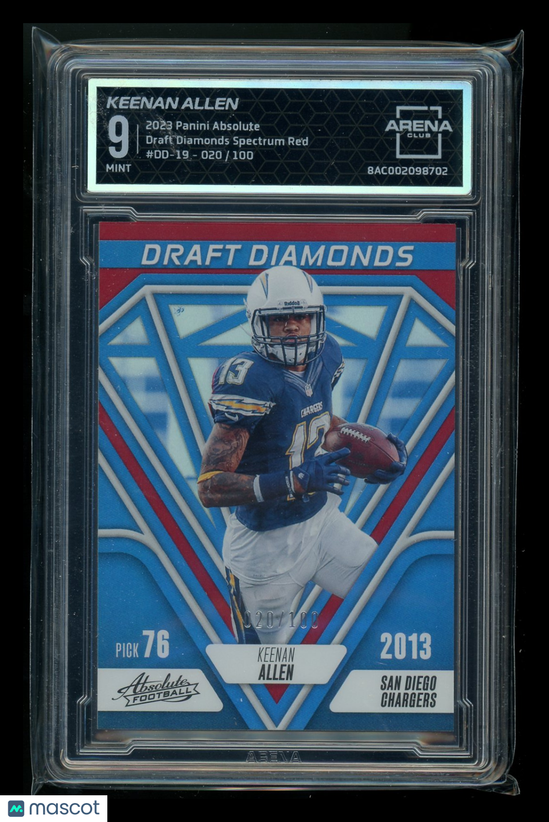 2023 Panini Absolute Draft Diamonds Spectrum Red Keenan Allen #DD-19 020/100 AC9