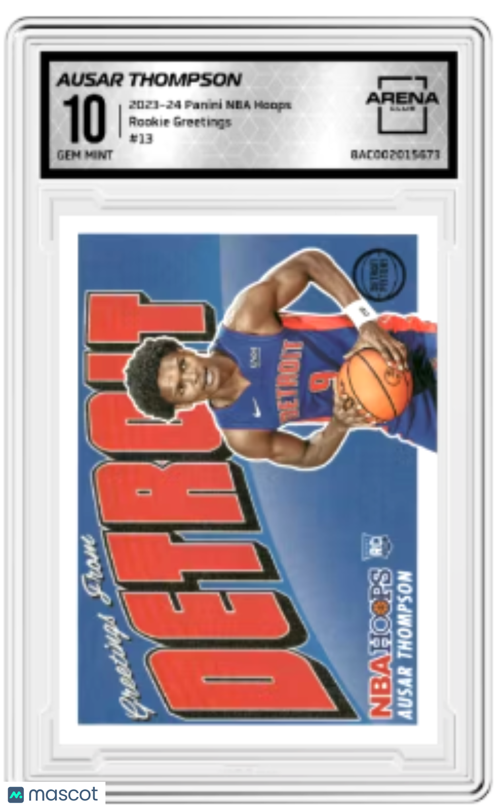 2023-24 Panini NBA Hoops Ausar Thompson #13 Rookie Greetings Arena Club 10