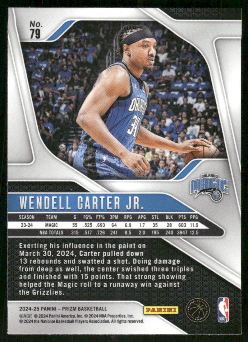 2024-25 Panini Prizm Basketball Wendell Carter Jr. #79 Basketball