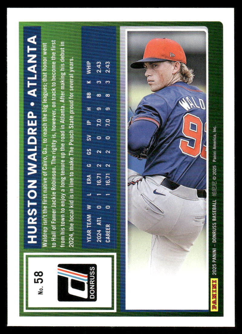 2025 Donruss Hurston Waldrep #58 Baseball