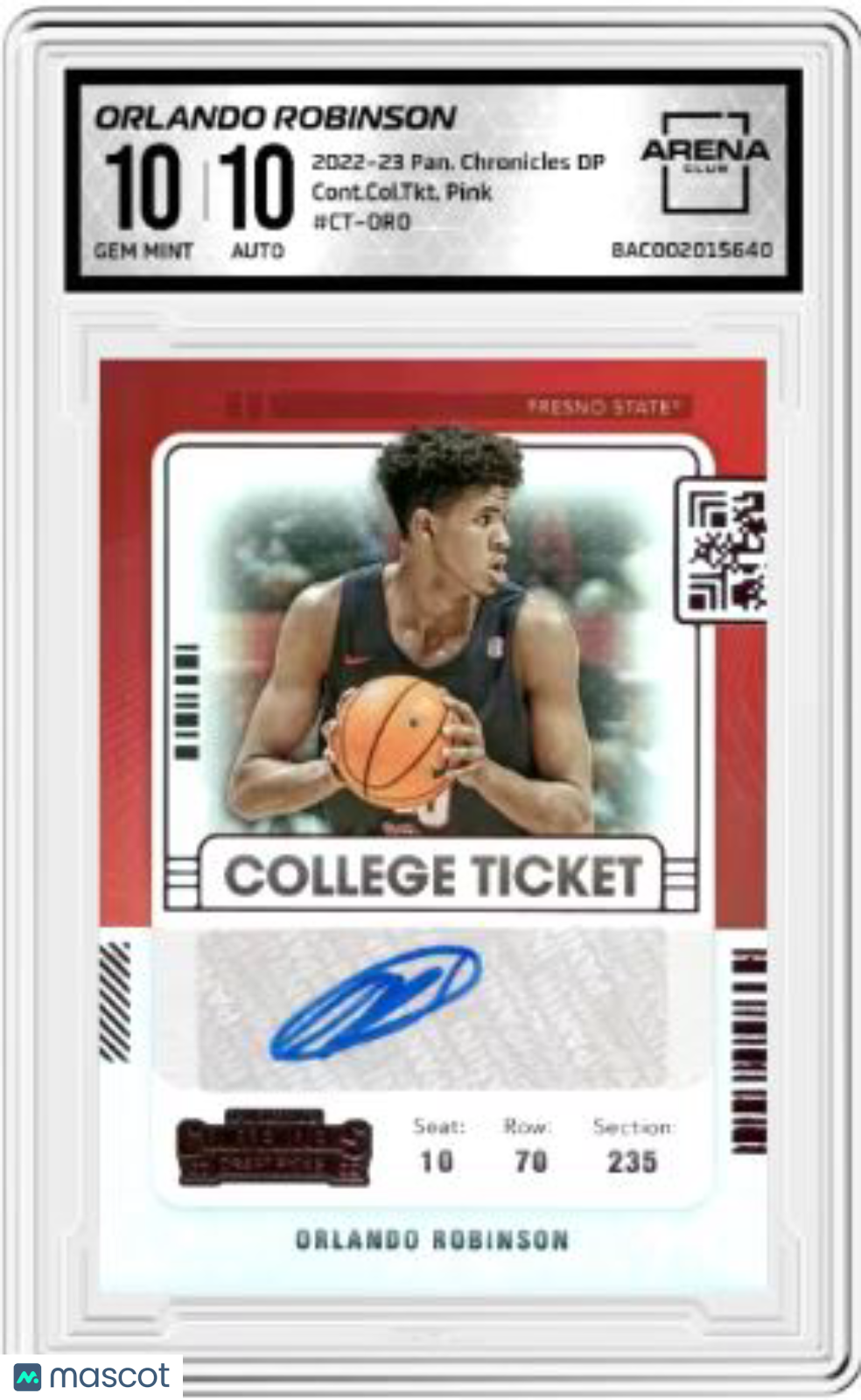 2022-23 Chronicles DP Orlando Robinson #CT-ORO Cont. College Ticket DP Auto