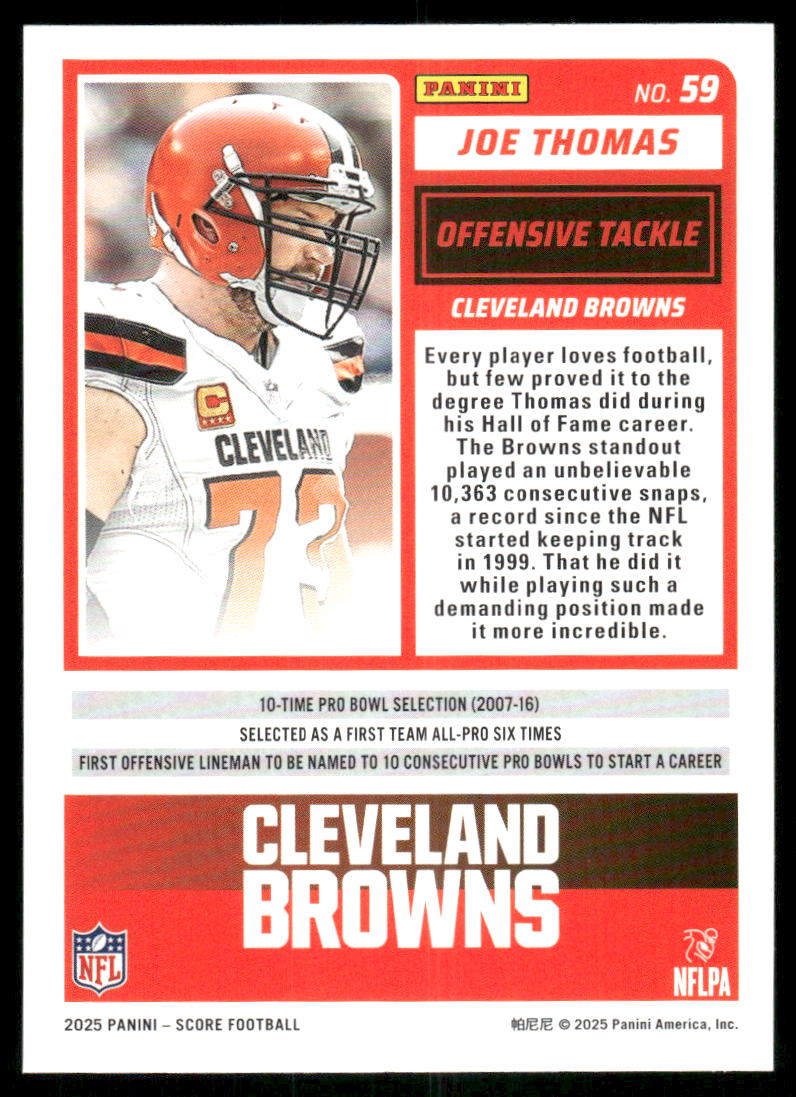 2025 Score A Treat Joe Thomas #59 Football