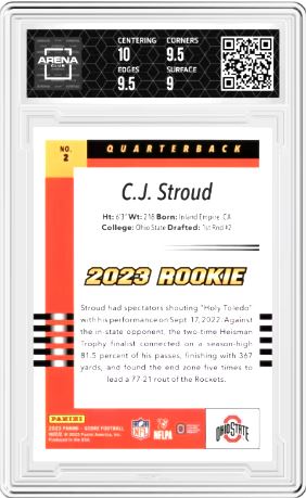 2023 Panini Score C.J. Stroud #2 2003 Throwback Rookies RC AC 9.5