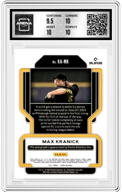 2022 Panini Prizm Max Kranick #RA-MK Rookie Auto Baseball Arena Club 10