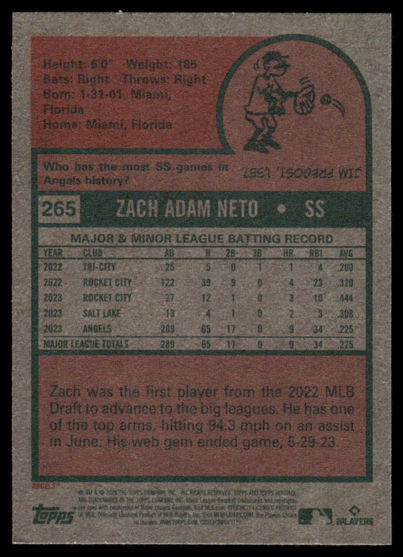 2024 Topps Heritage Zach Neto #265 Baseball