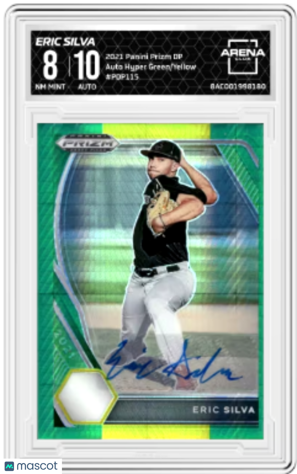 2021 Panini Prizm DP Eric Silva #PDP115 Auto Hyper Green/Yellow Arena Club 8