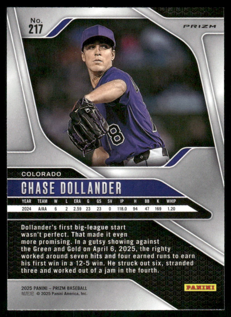 2025 Panini Prizm Baseball Chase Dollander #217 Blue Blue Baseball