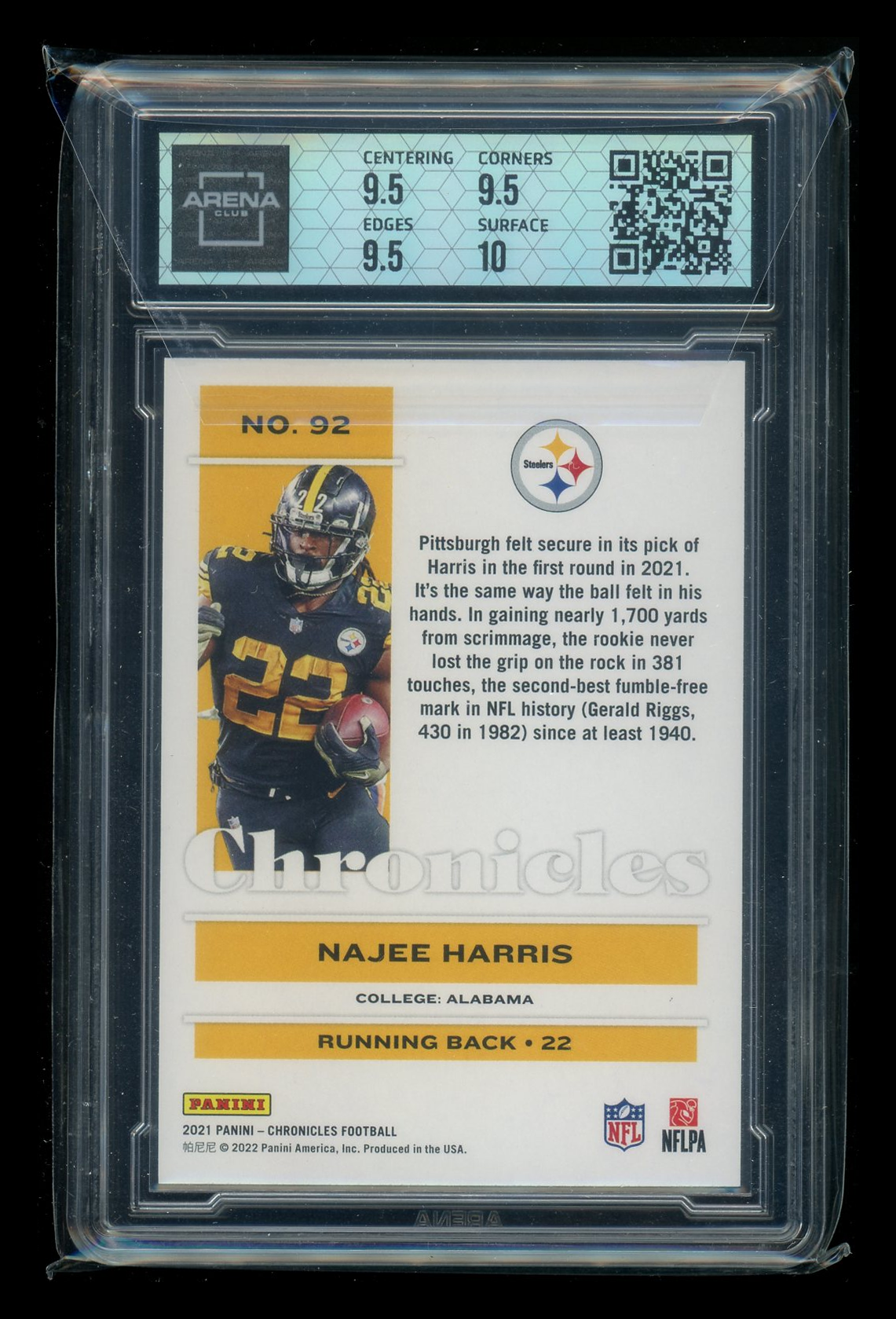 2021 Panini Chronicles Najee Harris #92 RC Football Arena Club 10
