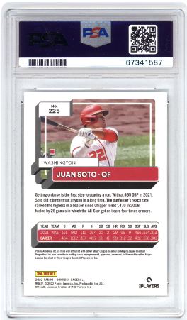 2022 Panini Donruss Juan Soto #225 Baseball PSA 9