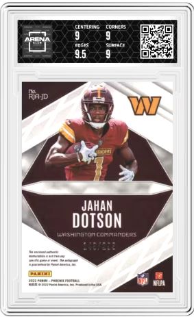 2022 Panini Phoenix Jahan Dotson #RJA-JD Rookie Auto Jersey 149/299 RC AC 9/10