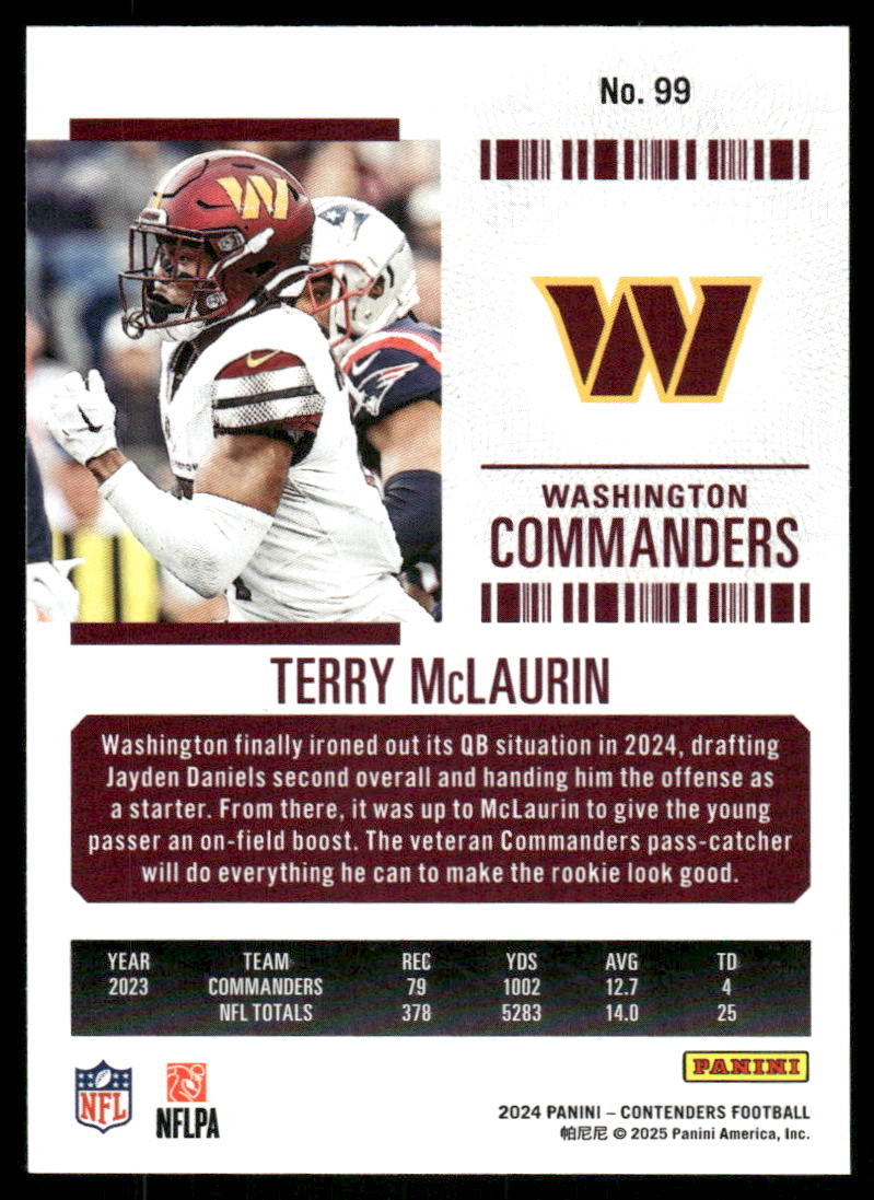 2025 Panini Contenders Football Terry McLaurin #99 Football