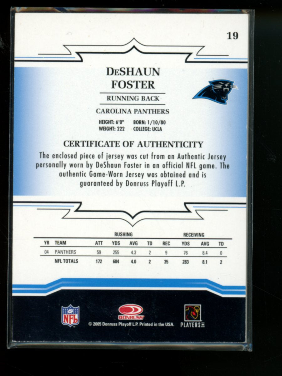 2005 Donruss Throwback Threads DeShaun Foster #19 Game-Worn Jersey Football