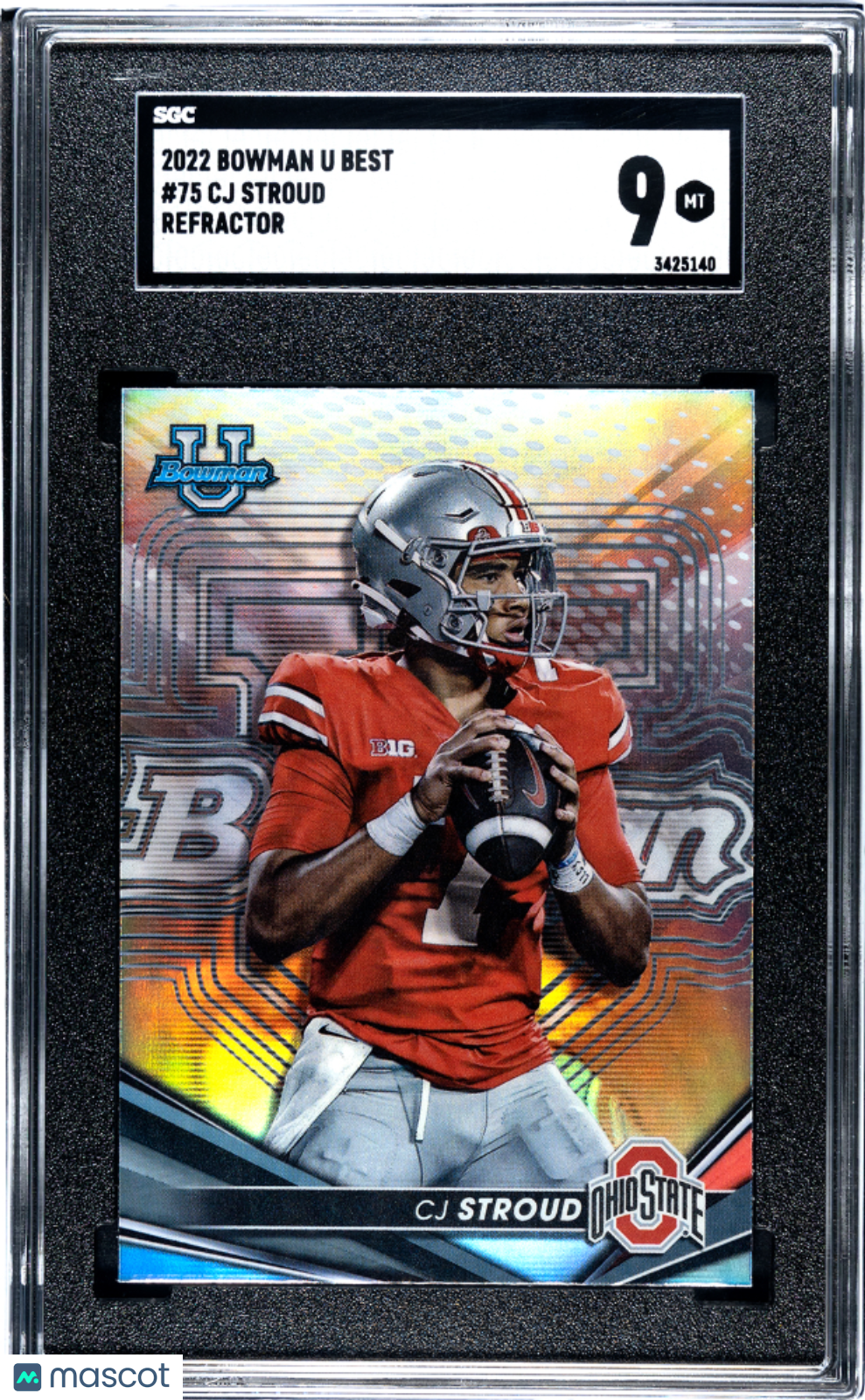 2022 Bowman University Best CJ Stroud #75 Refractor Football SGC 9