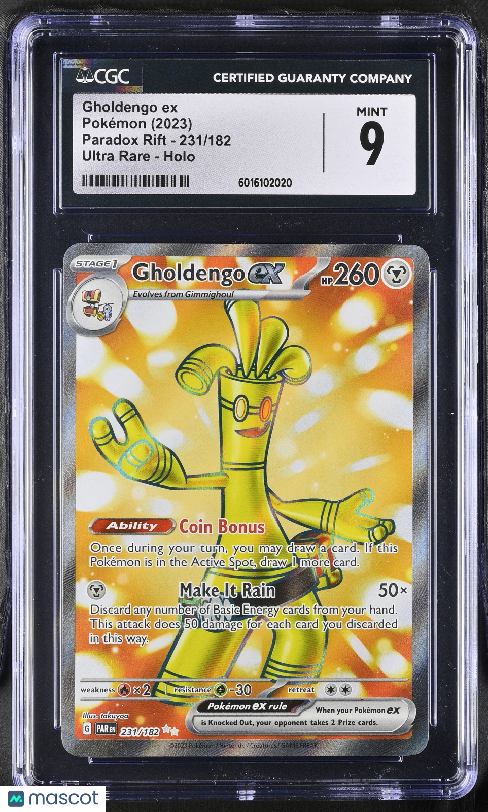 Pokémon Gholdengo ex #231/182 English CGC 9 2023 Pokémon Paradox Rift