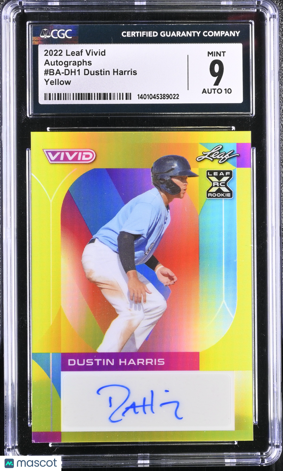 2022 Vivid Dustin Harris #BA-DH1 Yellow 46/50 Auto Baseball CGC 9