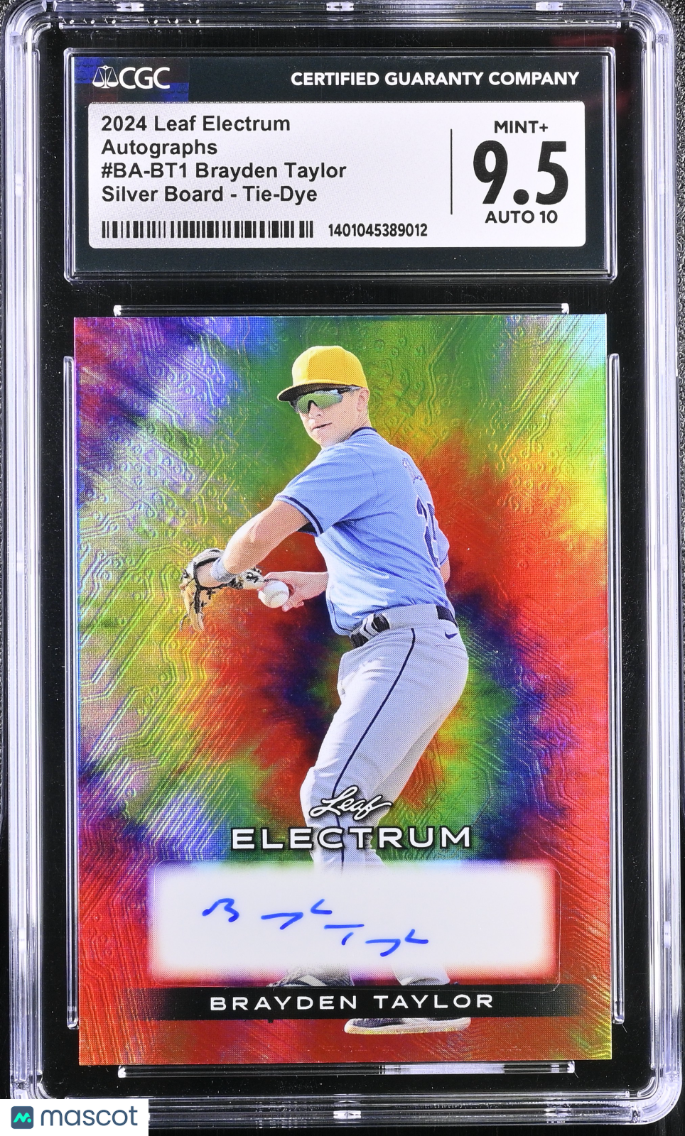 2024 Electrum Brayden Taylor #BA-BT1 Silver Board - Tie-Dye 37/49 Auto CGC 9.5