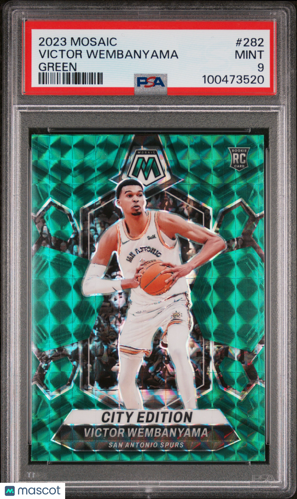 2023 Panini Mosaic Victor Wembanyama #282 Green Basketball PSA 9