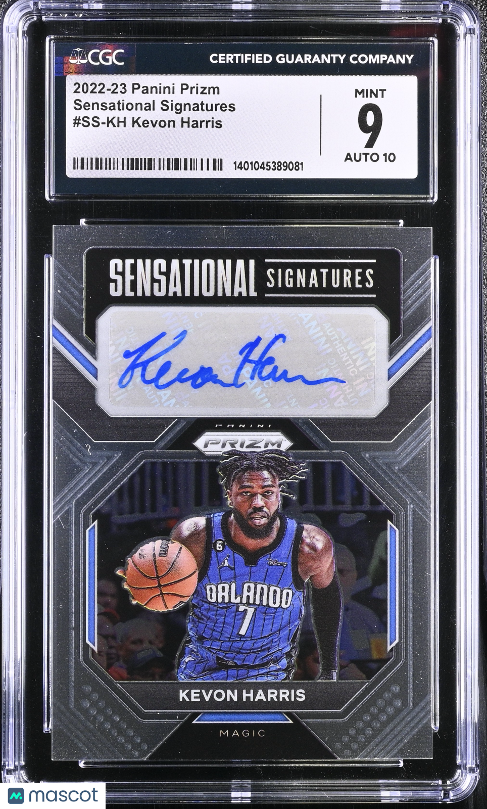 2022 Prizm Kevon Harris #SS-KH Sensational Signatures Basketball CGC 9