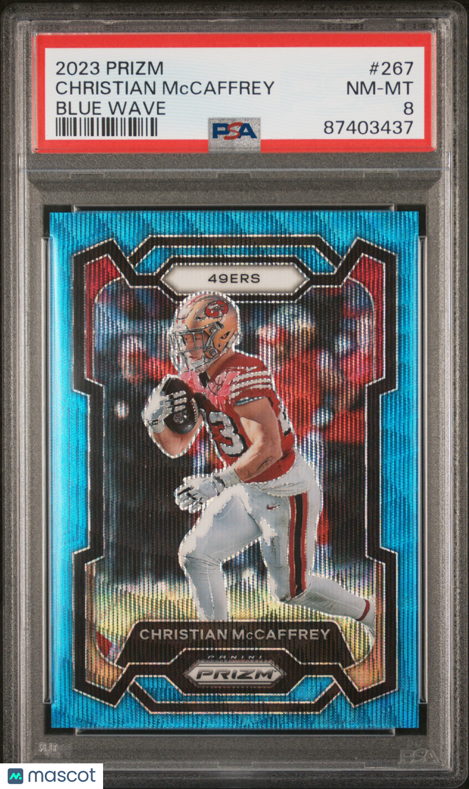 2023 Panini Prizm Christian Mccaffrey #267 Blue Wave Football PSA 8