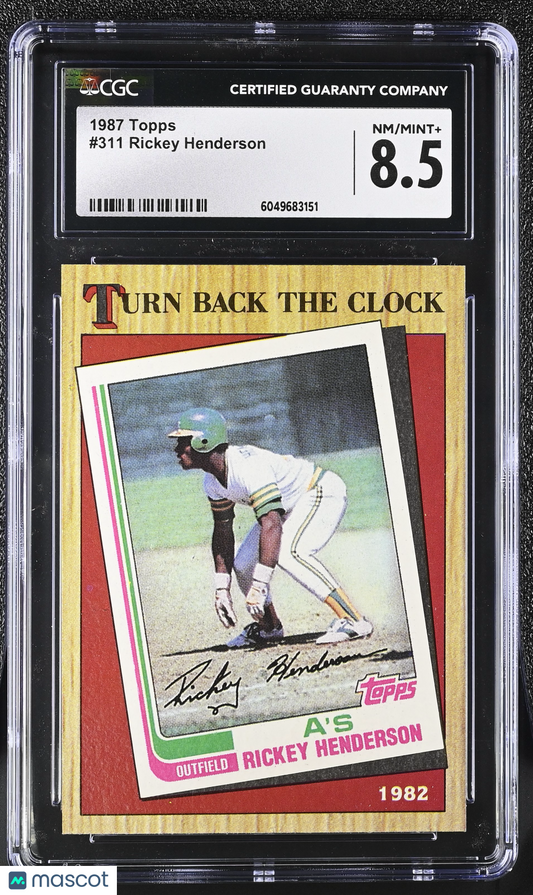 1987 Topps Rickey Henderson #311 Baseball CGC 8.5