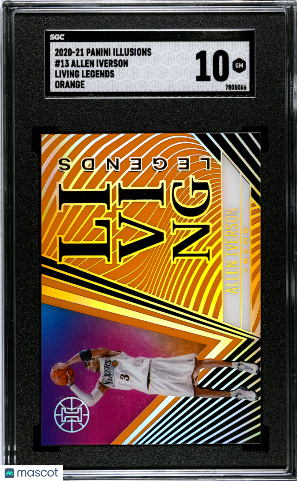 2020-21 Panini Illusions Allen Iverson #13 Living Legends Orange SGC 10