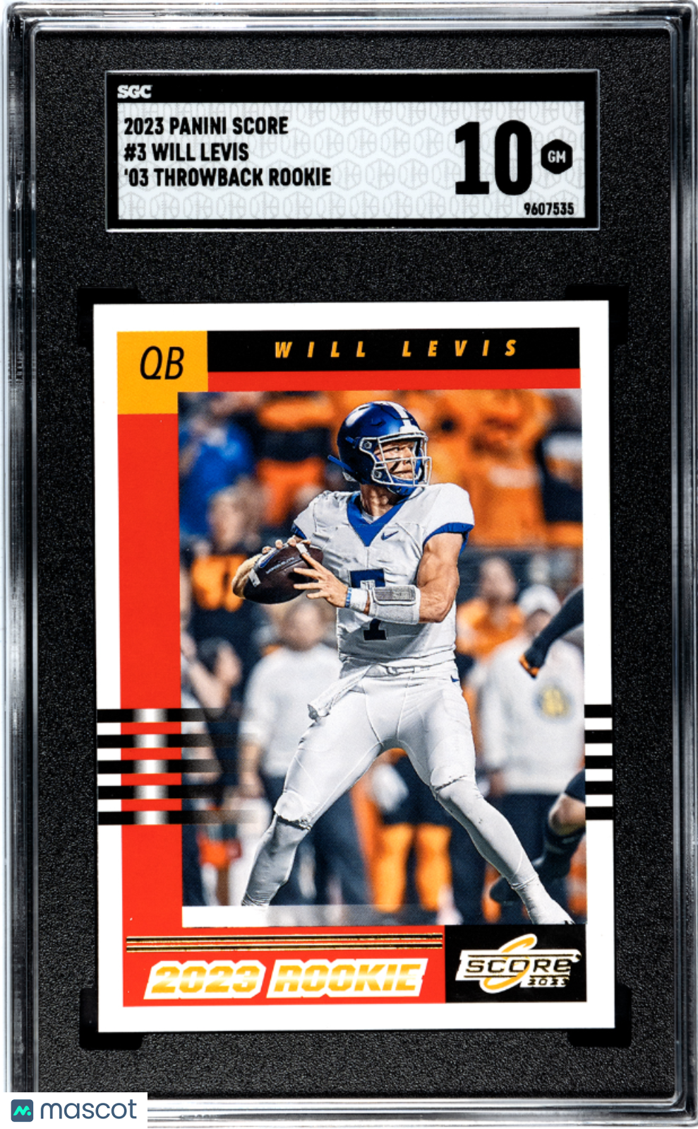 2023 Panini Score Will Levis #3 '03 Throwback Rookie Football SGC 10