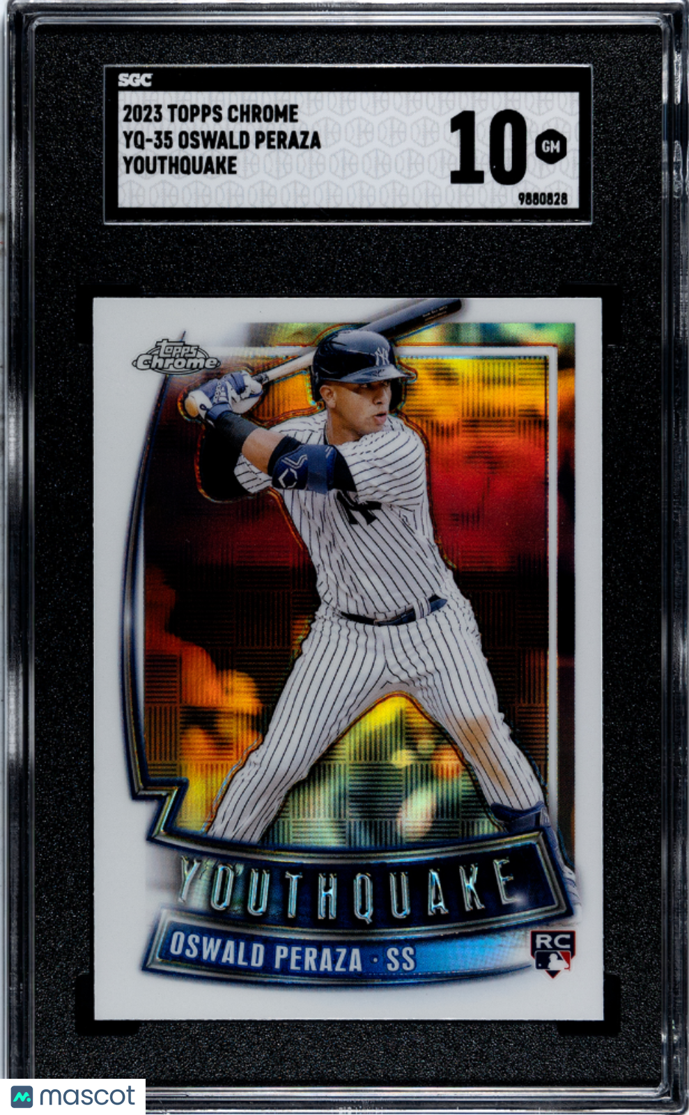 2023 Topps Chrome Oswald Peraza #YQ-35 Youthquake Baseball SGC 10