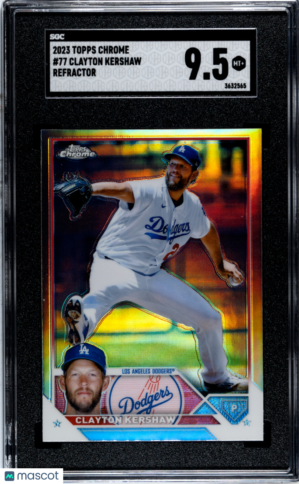 2023 Topps Chrome Clayton Kershaw #77 Refractor Baseball SGC 9.5