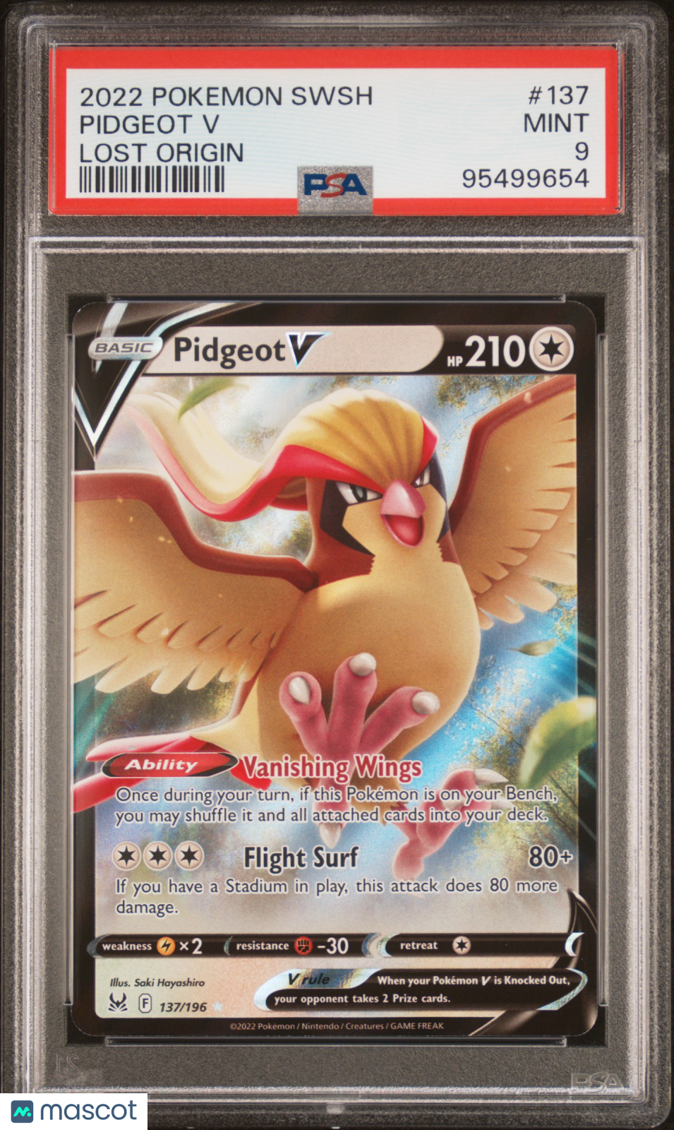 2022 PokéMon TCG Pidgeot V #137 PSA 9 2022 Pokemon Sword & Shield Lost Origin