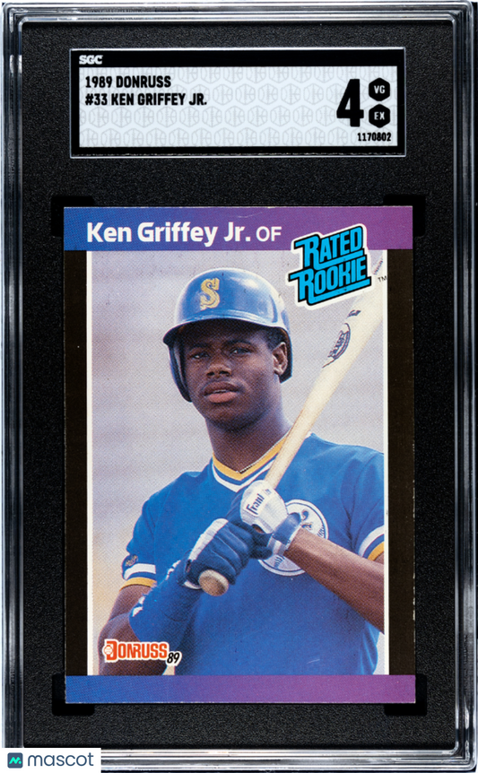 1989 Donruss Ken Griffey JR. #33 RC Baseball SGC 4