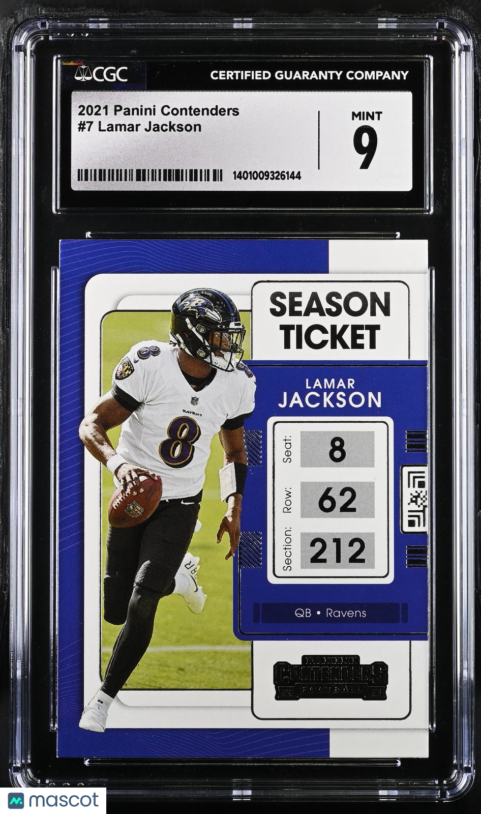 2021 Contenders Lamar Jackson #7 Football CGC 9