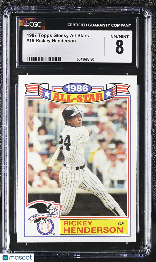 1987 Topps Glossy All-Stars Rickey Henderson #18 Baseball CGC 8