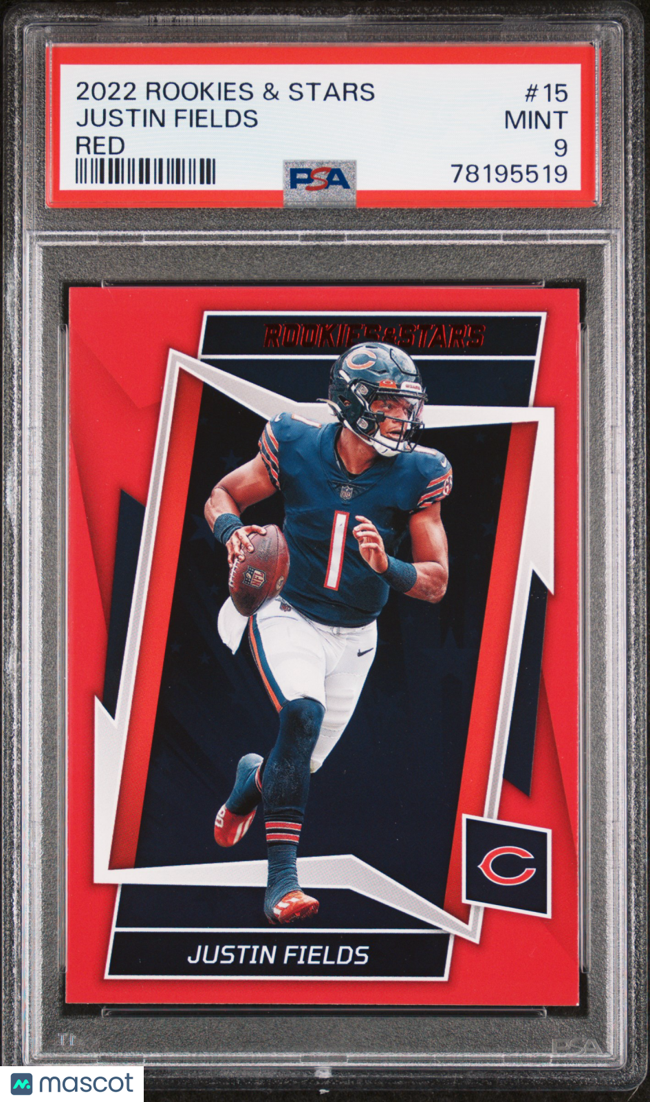 2022 Panini Rookies & Stars Justin Fields #15 Red Football PSA 9