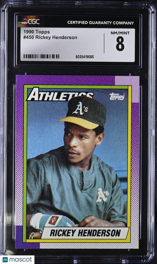 1990 Topps Rickey Henderson #450 Baseball CGC 8