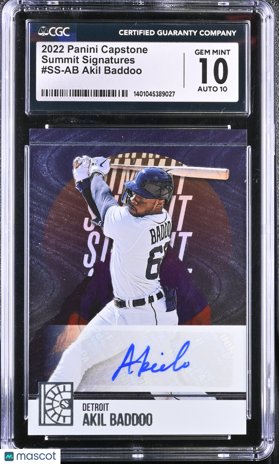 2022 Capstone Akil Baddoo #SS-AB Summit Signatures Auto Baseball CGC 10