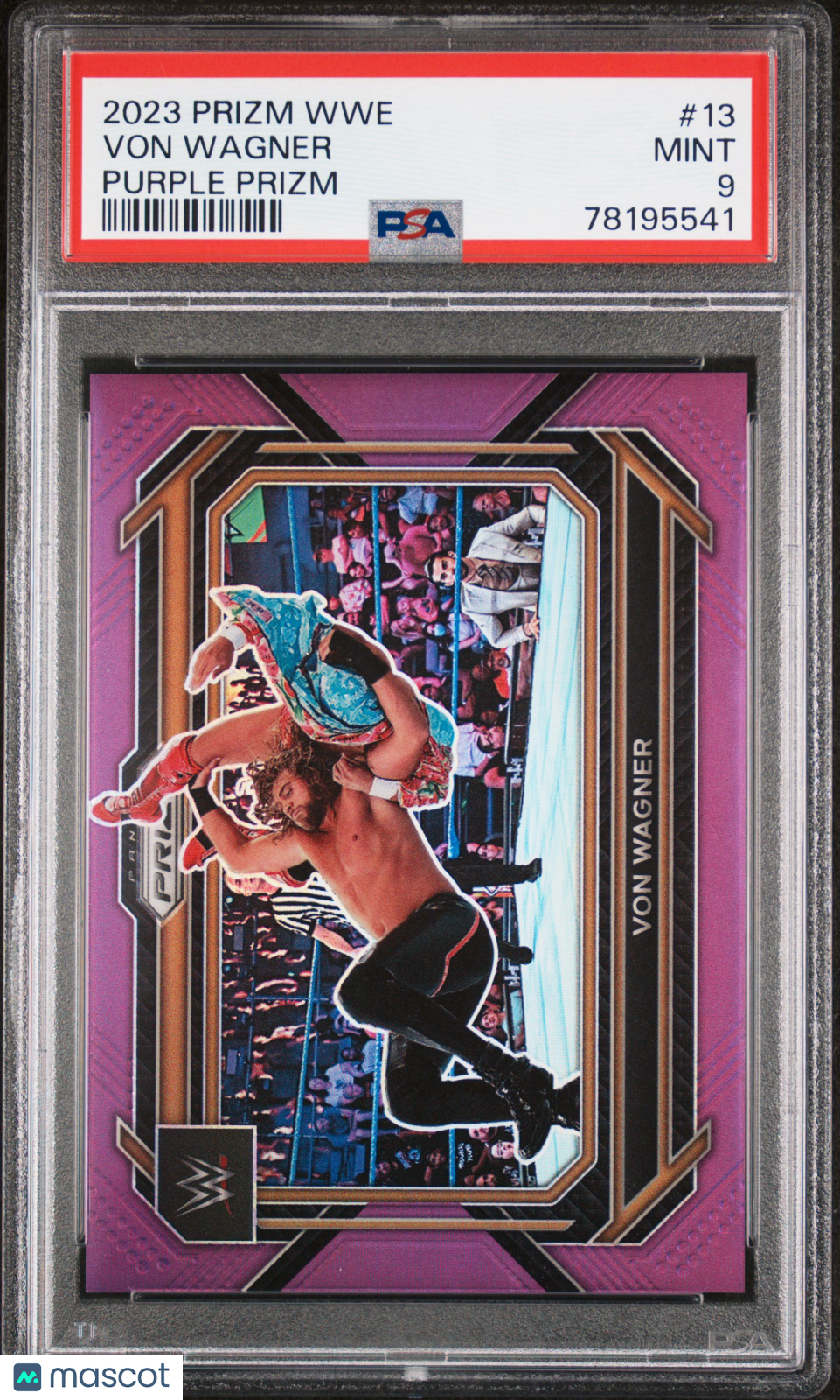 2023 Panini Prizm WWE Von Wagner #13 Purple Prizm 098/149 PSA 9