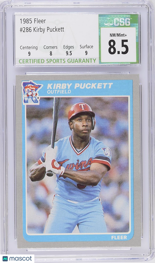 1985 Fleer Kirby Puckett #286 Baseball CGC 8.5