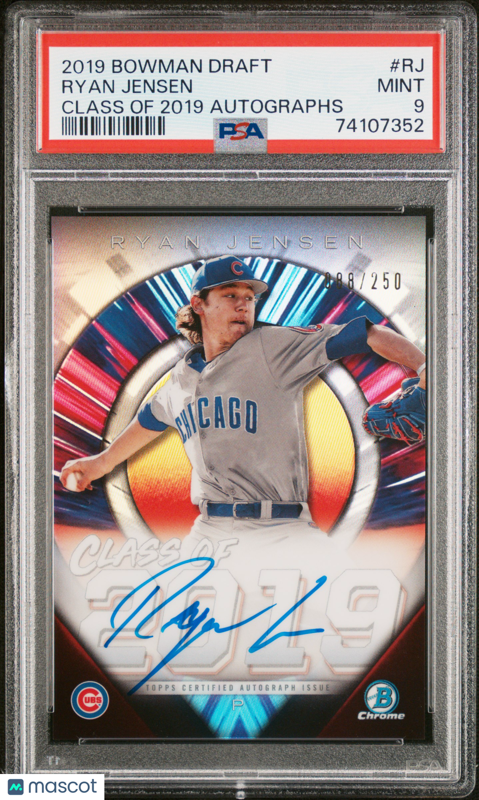 2019 Bowman Draft Class Of 2019 Autographs Ryan Jensen #RJ 088/250 PSA 9