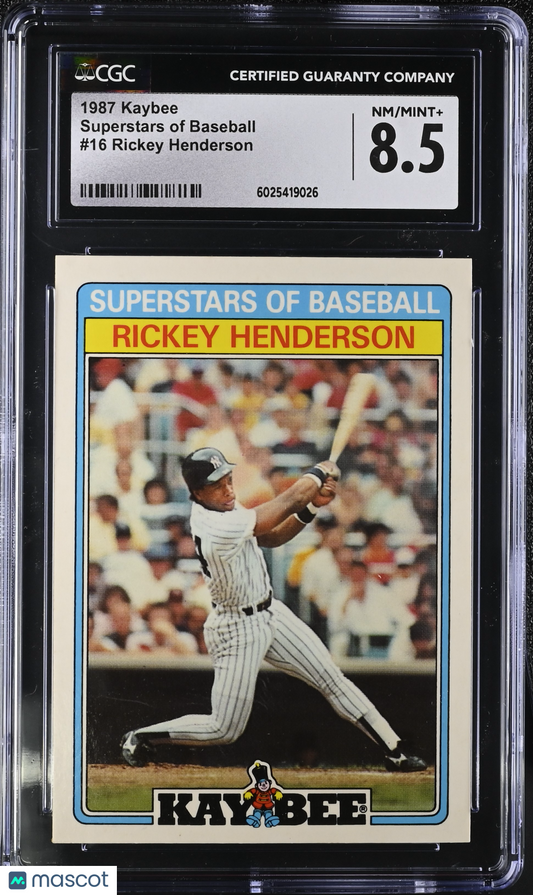 1987 Kaybee Rickey Henderson #16 Superstars of Baseball Baseball CGC 8.5